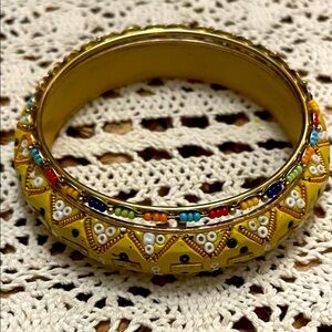 Wooden Colorful Beaded Bangle Bracelet Stackable Handmade in India